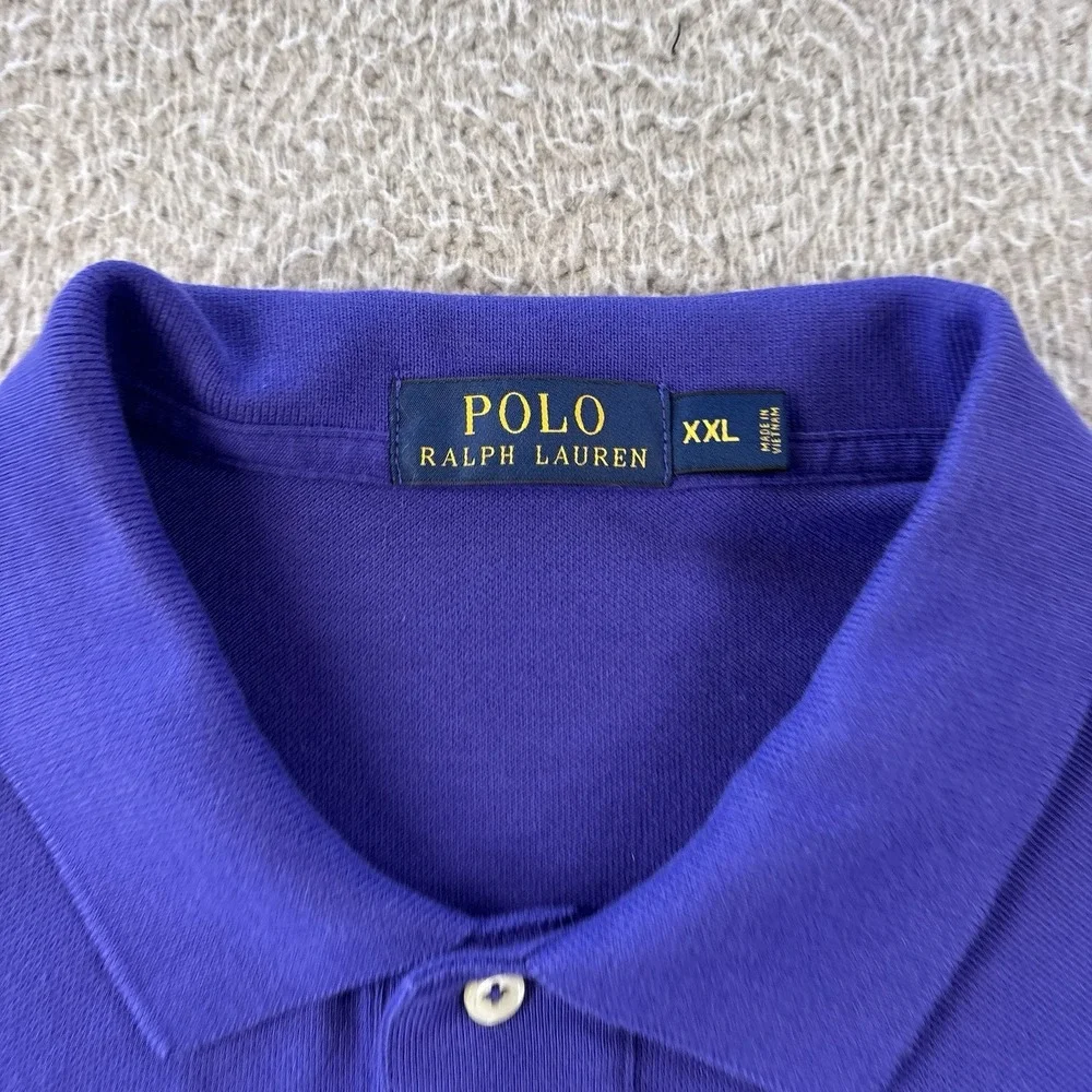 Polo Ralph Lauren Polo Shirt Mens 2XL Purple Yellow Pony Long Sleeve Cotton